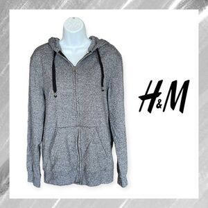 H&M Heather Grey Hooded Sweatshirt w/Draw String, Regular Fit, Full Zip ~ SM